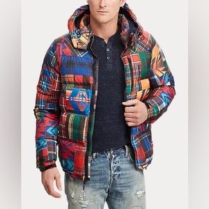 Polo Ralph Lauren Patchwork Puffer Coat, men’s small